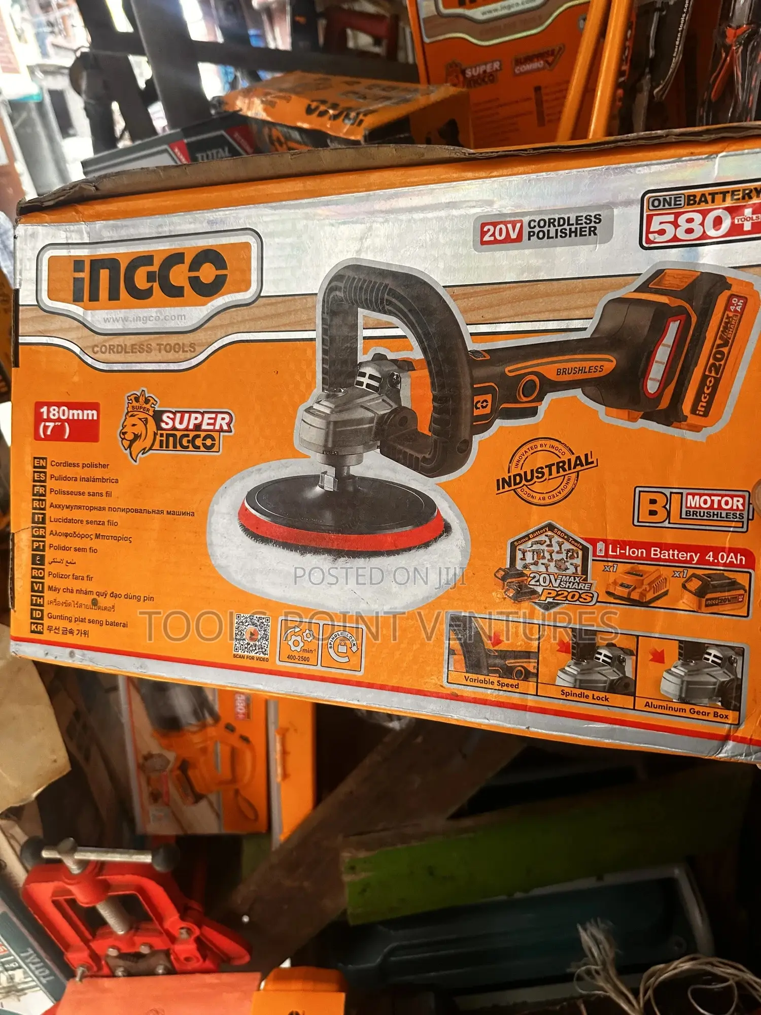 Ingco 20v Cordless Polisher 180mm With 4.0ah Battery
