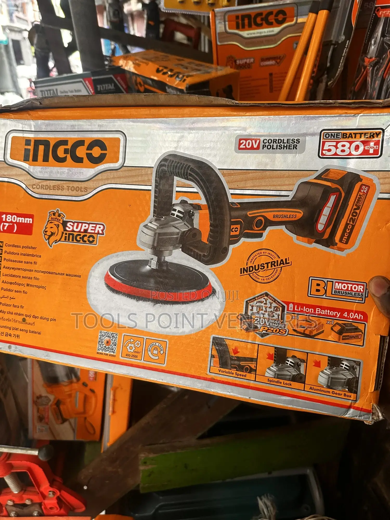 Ingco 20v Cordless Polisher 180mm With 4.0ah Battery