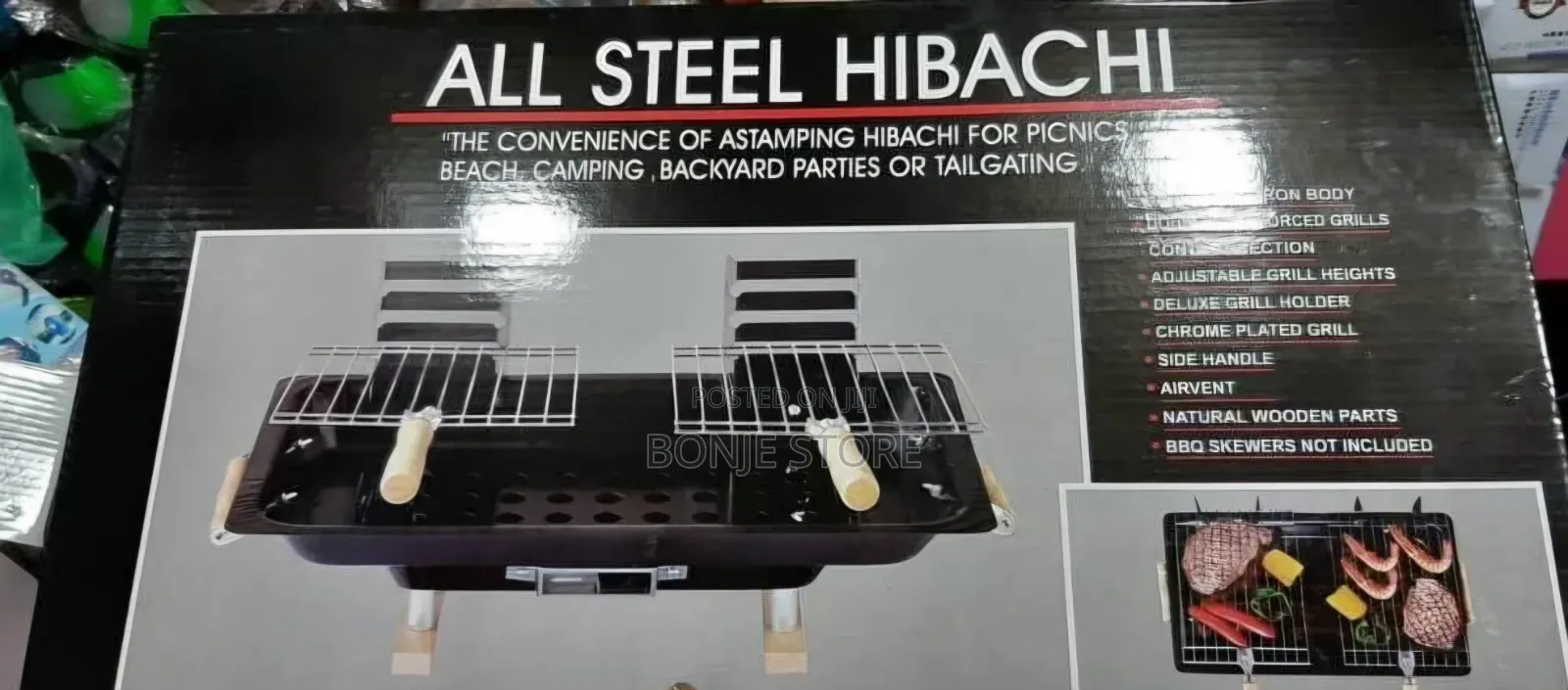 All Steel Hibachi BBQ Charcoal Grill