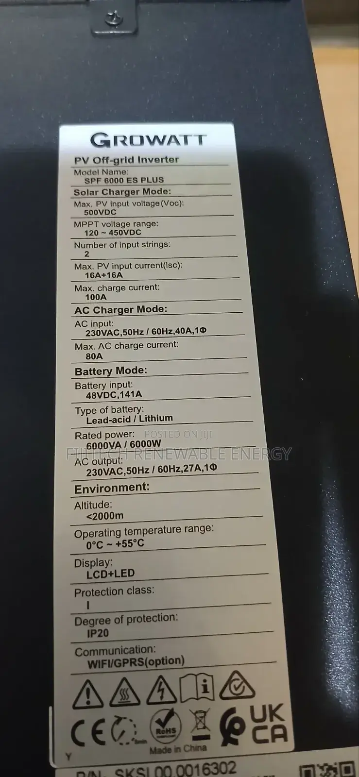 6kva 48v Growatt Hybrid Inverter