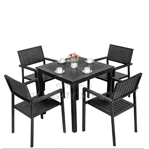 Outdoor Patio Set of Metal Aluminum Table and 4 Chairs