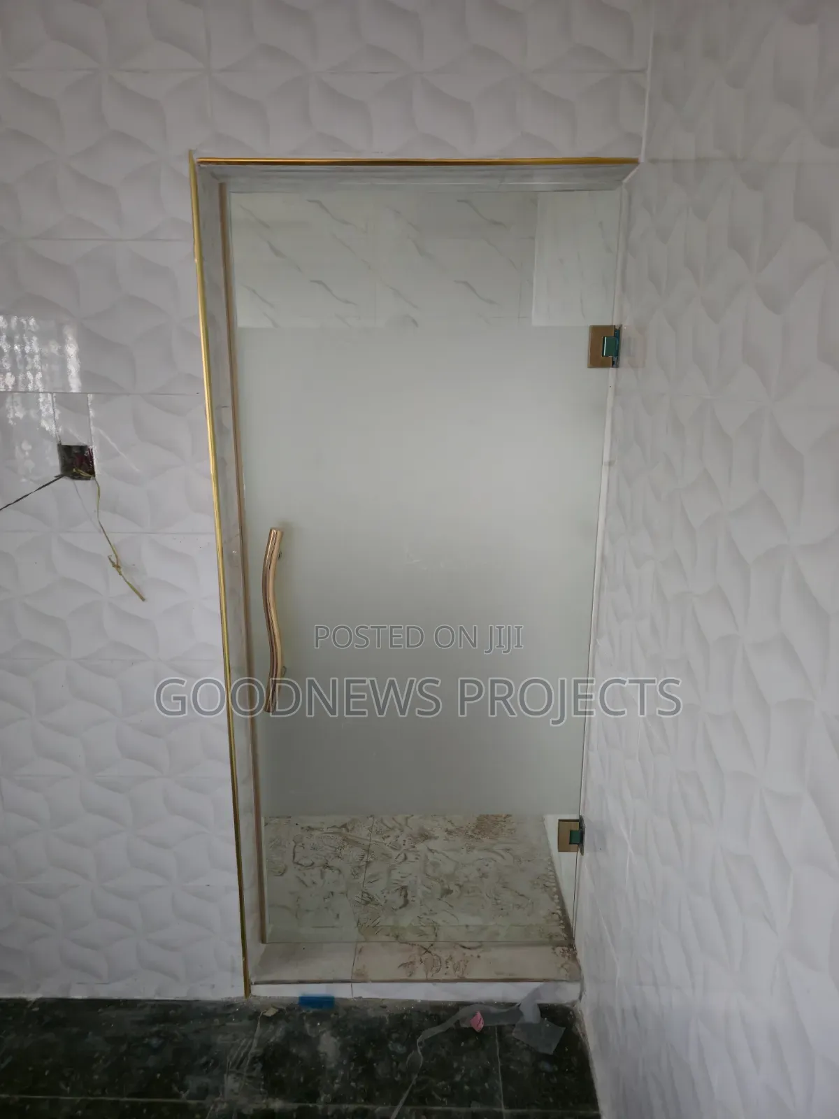 Half Frosted Glass Door With Gold Accessory