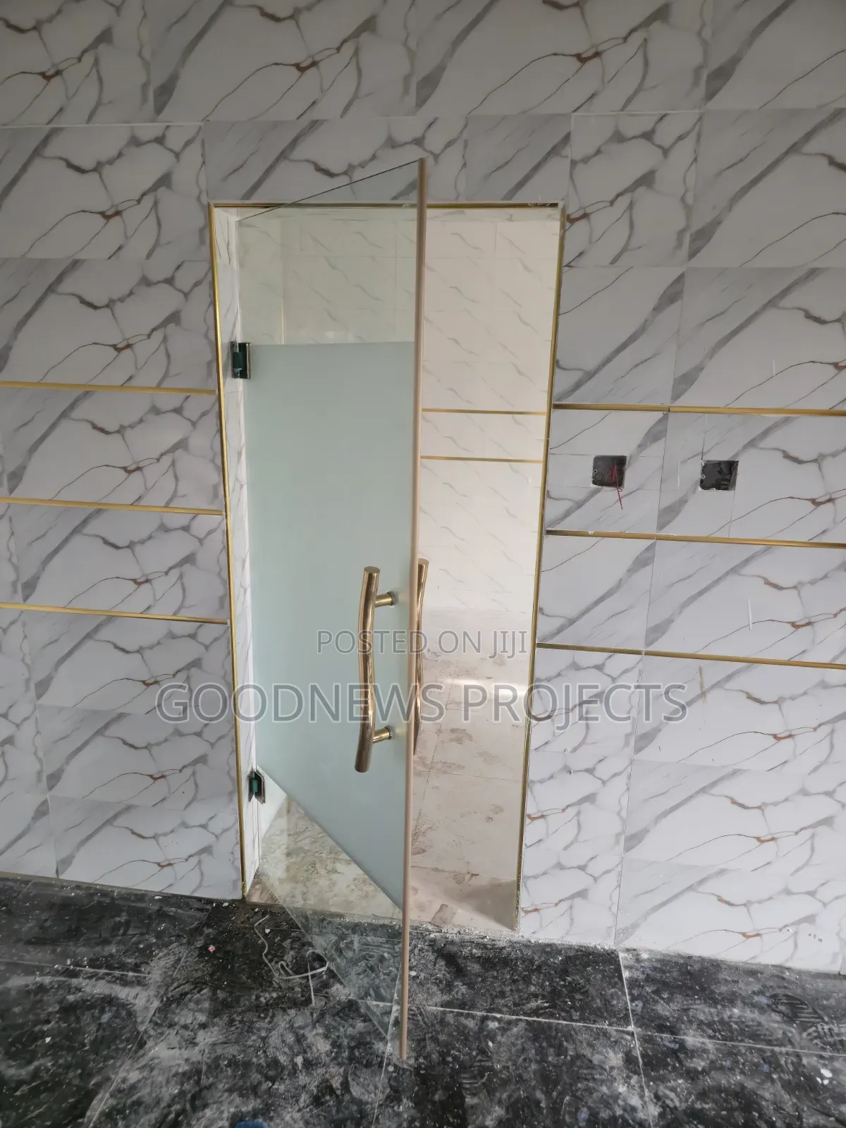 Gold Hinges Frosted Glass Door