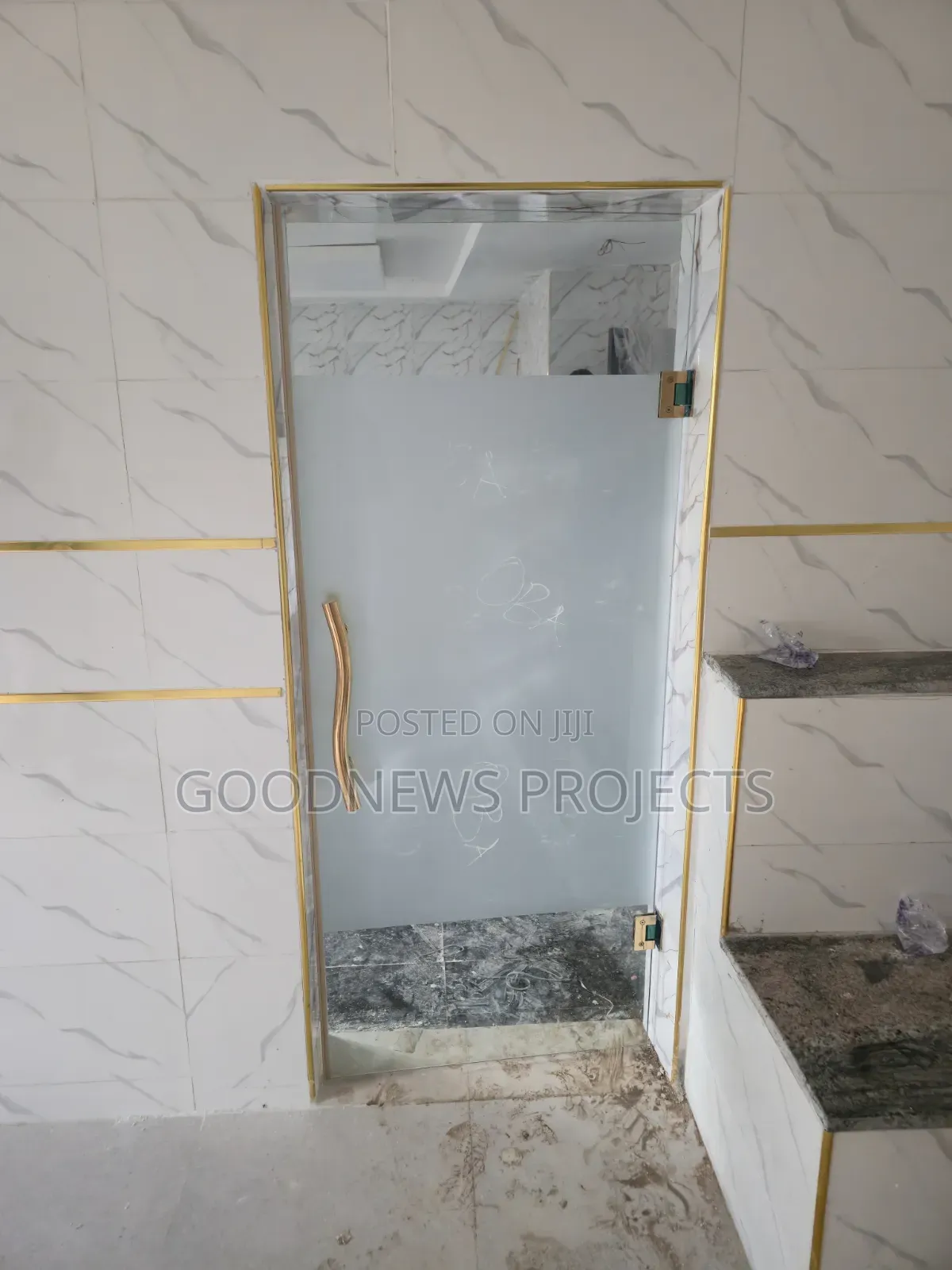 Gold Hinges Frosted Glass Door