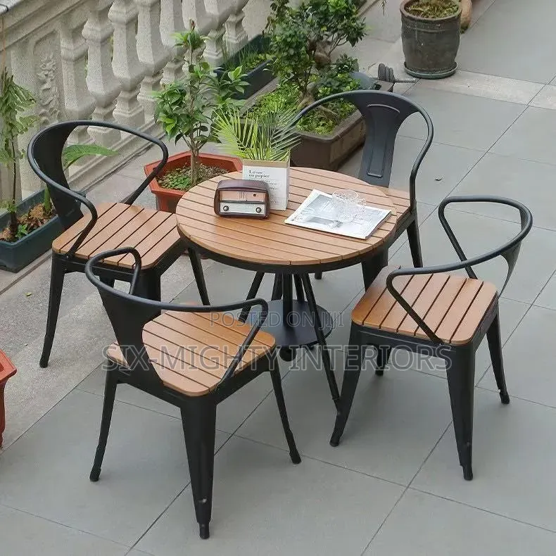 Outdoor Wooden Table and Chair Set (By 4)