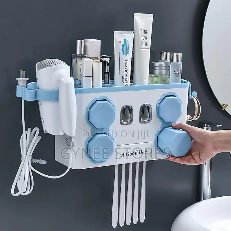 Multi-Functional Toothbrush Holder/Dispenser With 4 Cups