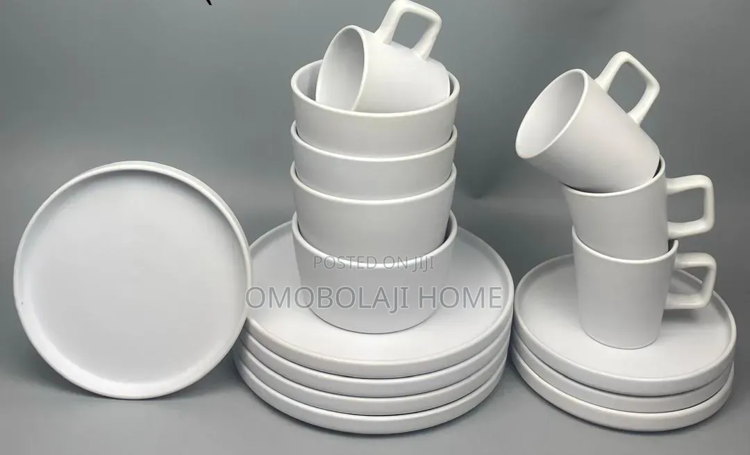 16 Pieces White Ceramic Plates Set