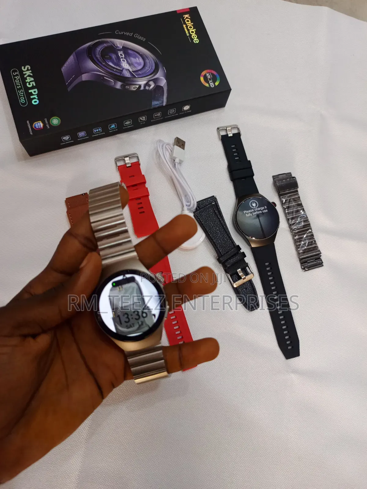 Sk45 Pro (3 Straps) Smartwatch With Strong Led Light Flashlight