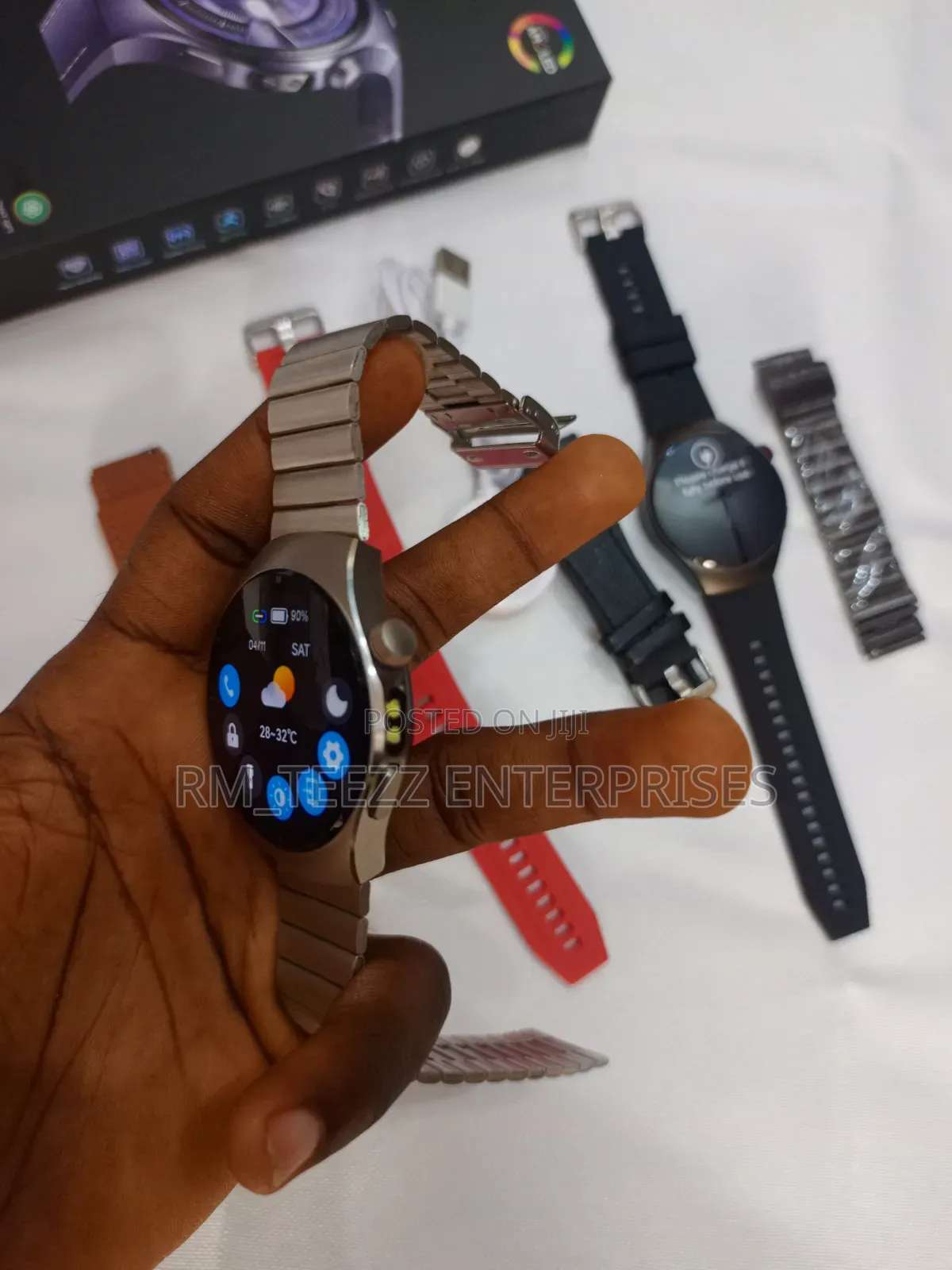 Sk45 Pro (3 Straps) Smartwatch With Strong Led Light Flashlight