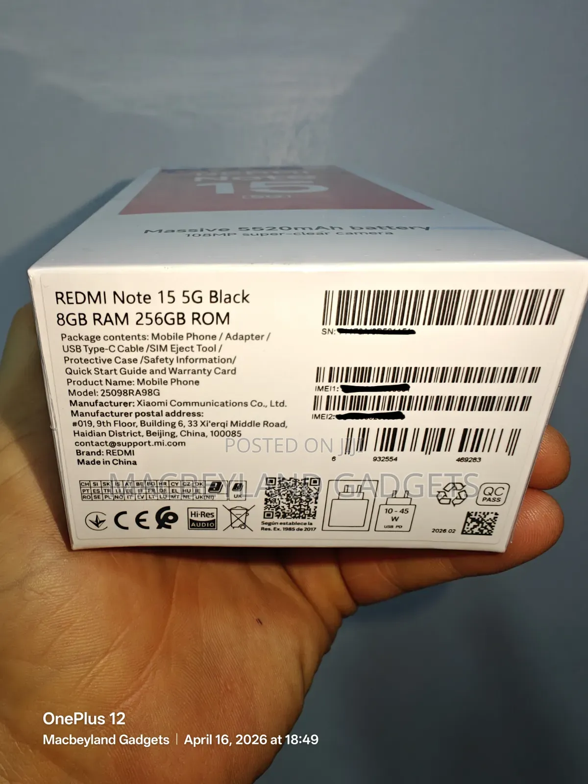New Xiaomi Redmi Note 15 256 GB Black