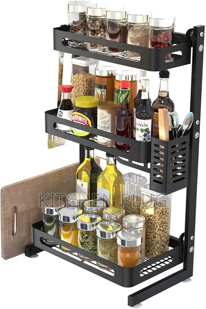 3-tier Black Stainless Steel Kitchen Organizer Rack