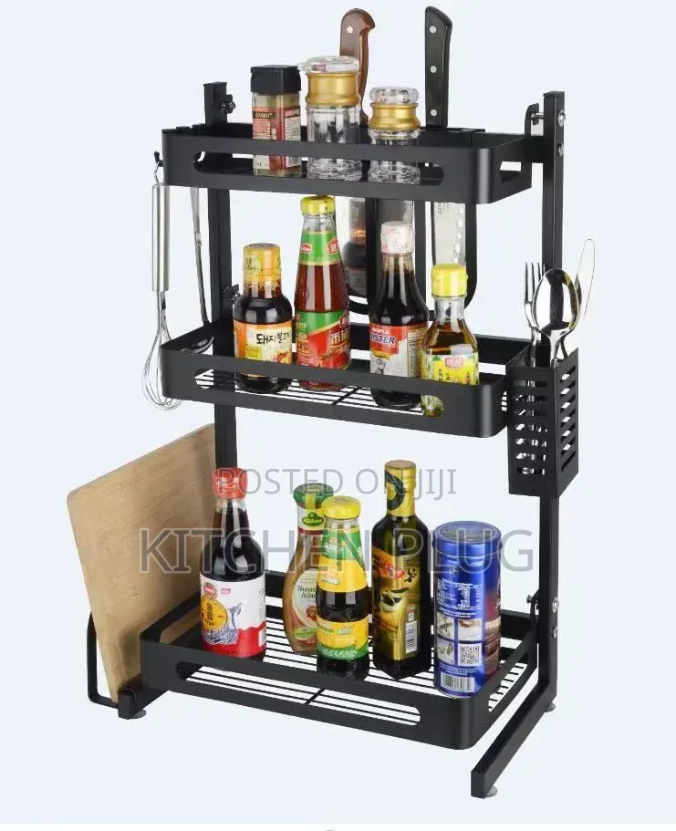 3-tier Black Stainless Steel Kitchen Organizer Rack