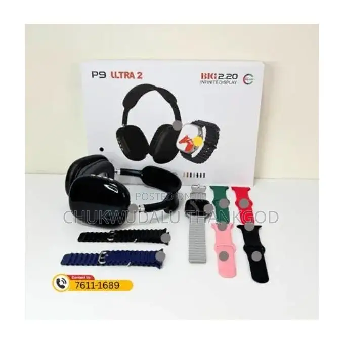 P9 Ultra2 Smartphone Watch,Straps Wirelessheadphone,9in1 Combinationed
