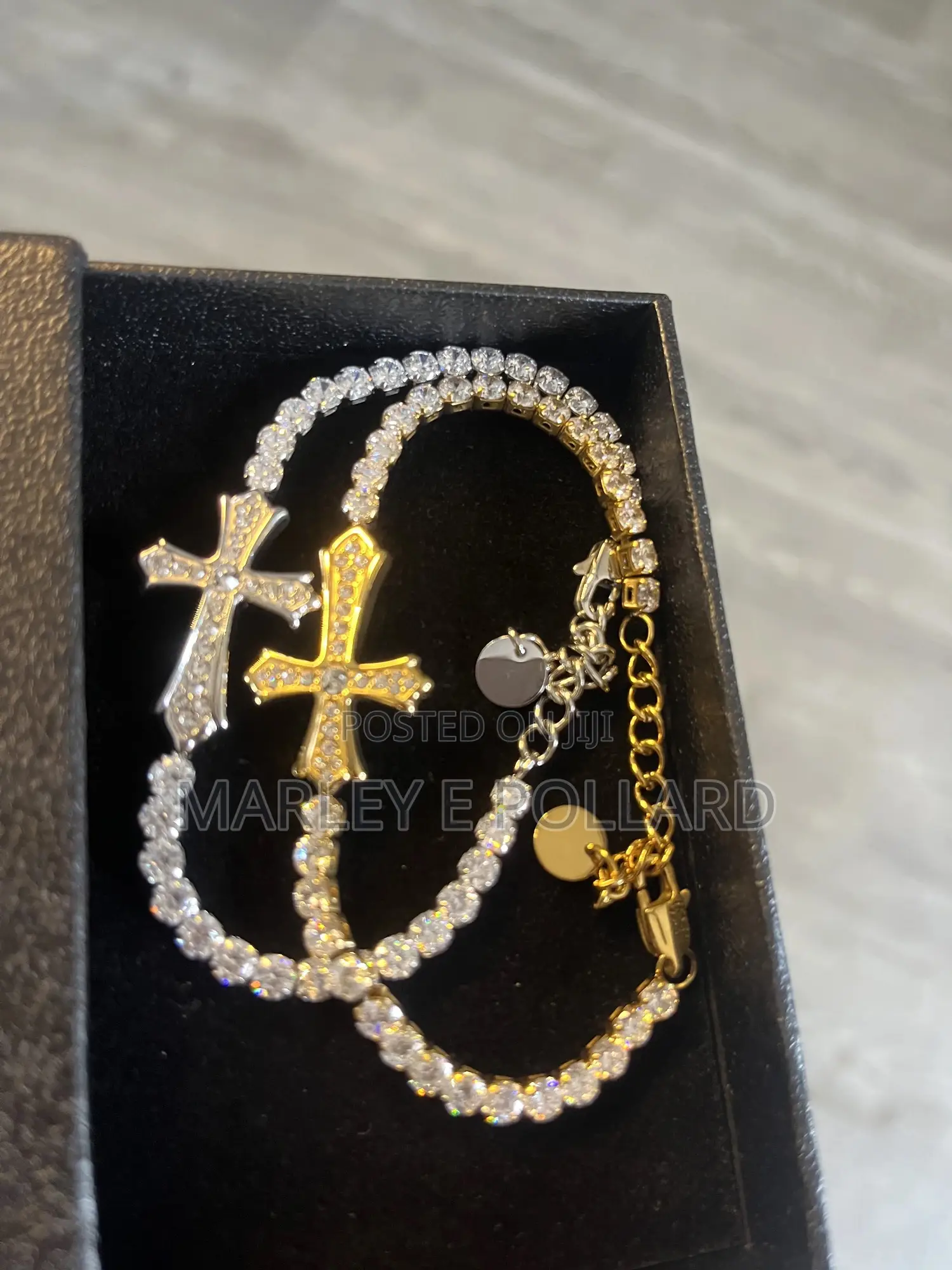 Bape X Chrome Hearts Steel Nontarnish Streetwear Tennis Cross Bracelet