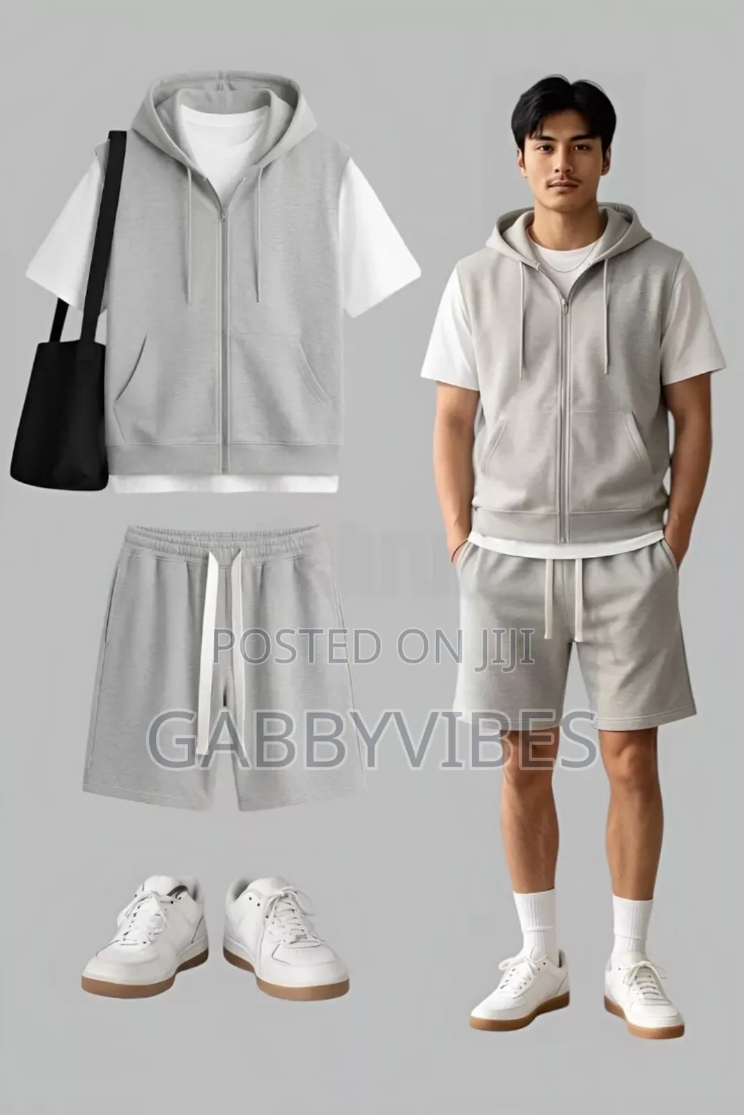 Armless Hoodie and White Tshirt With Knicker
