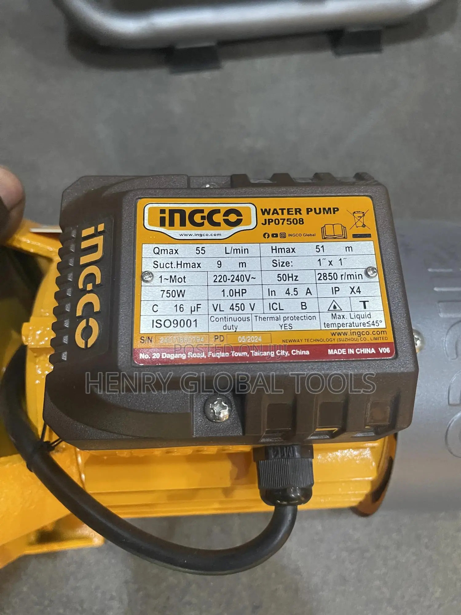 750w 1.0hp Ingco Surface Water Pump Machine