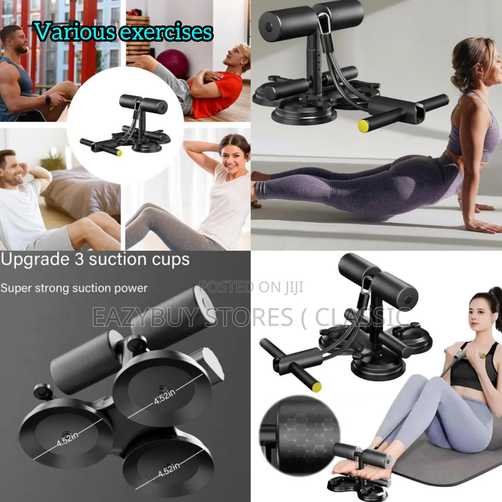 Upgraded 3 Suction Sit Up Bar With Free Skipping Rope