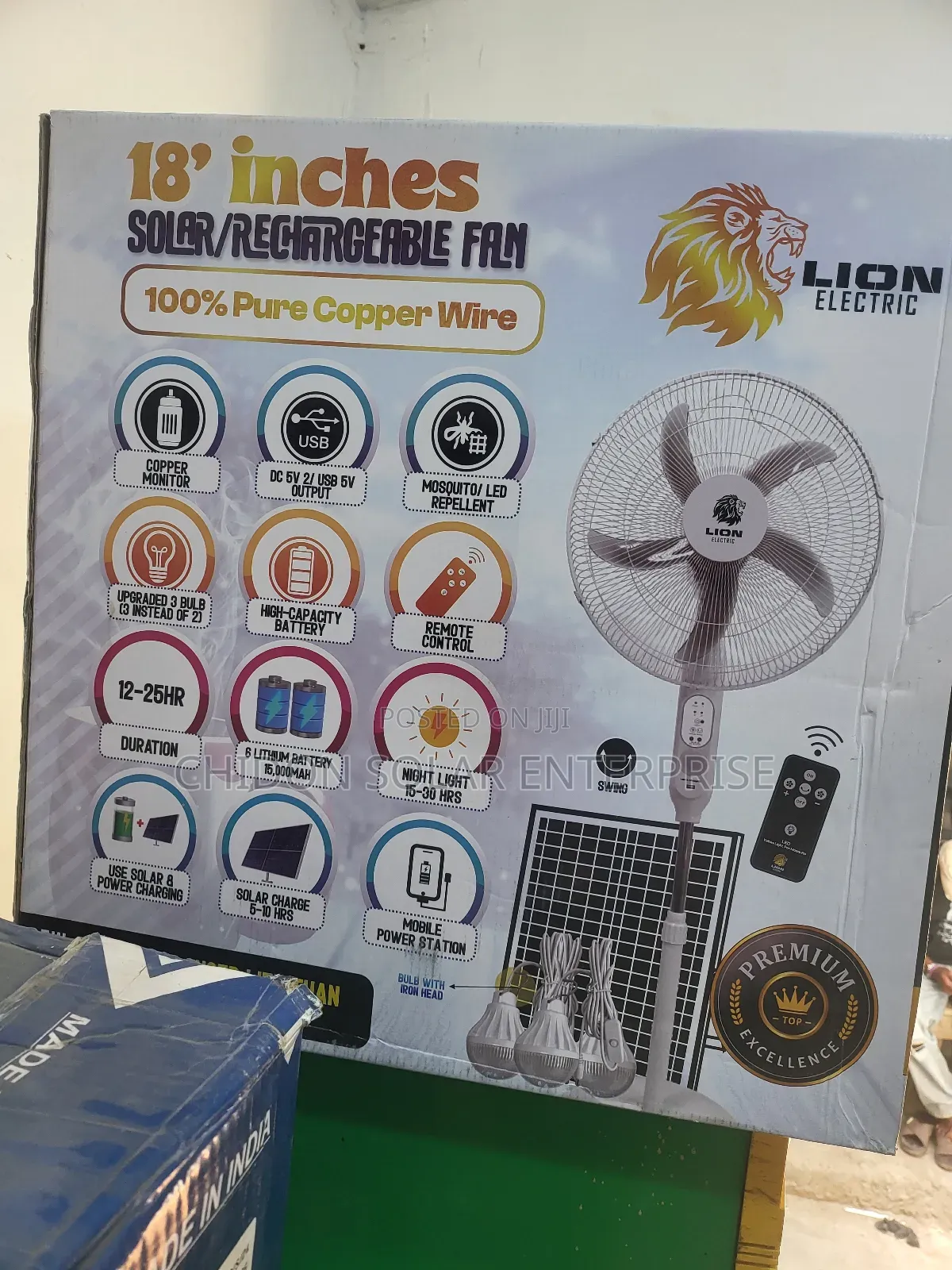18inches Lion Solar Fan