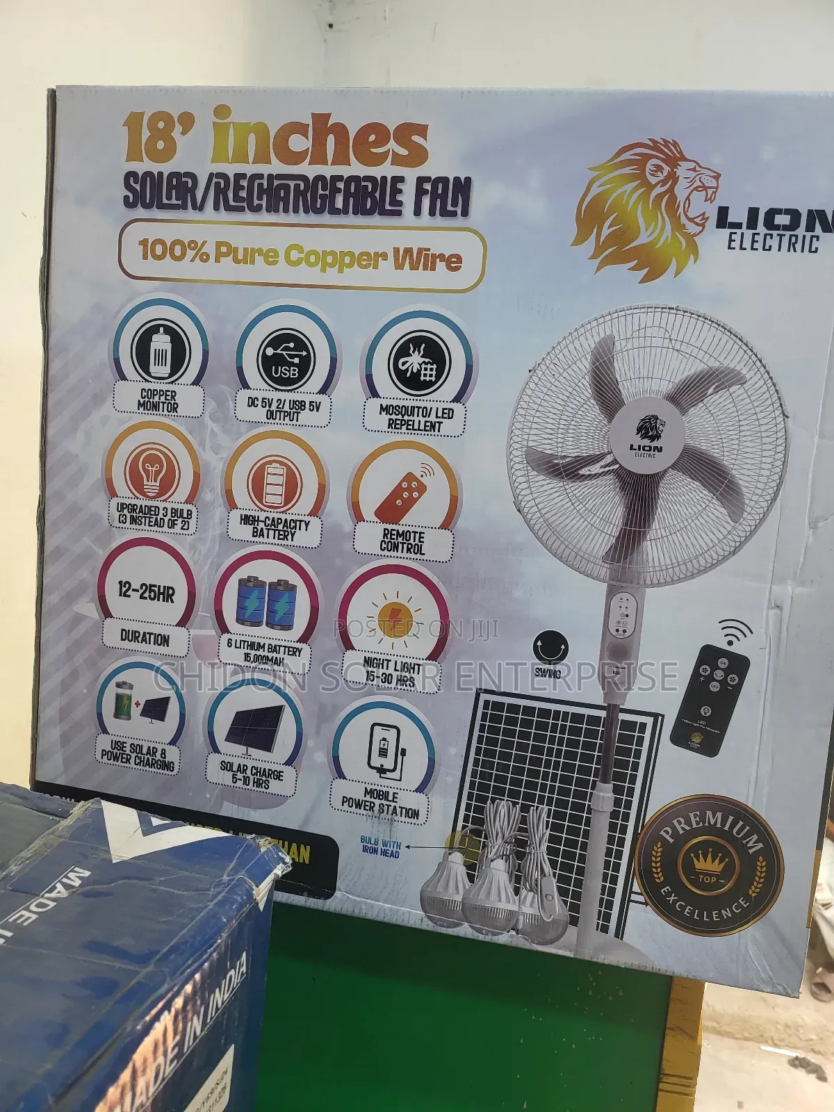 18inches Lion Solar Fan
