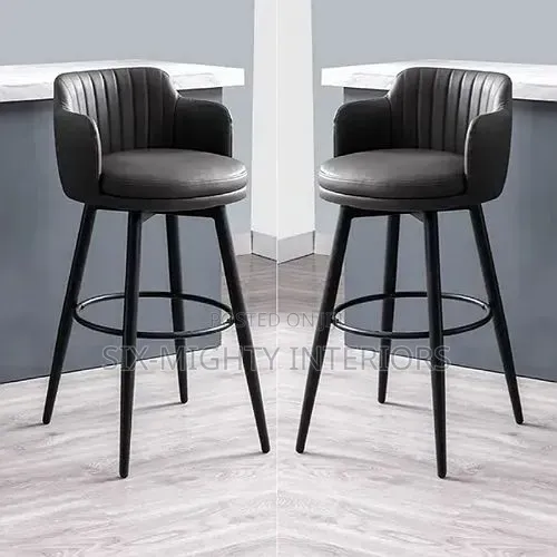 High Quality 4leg Rotating Seat Leather Bar Stools (2 Set)Black