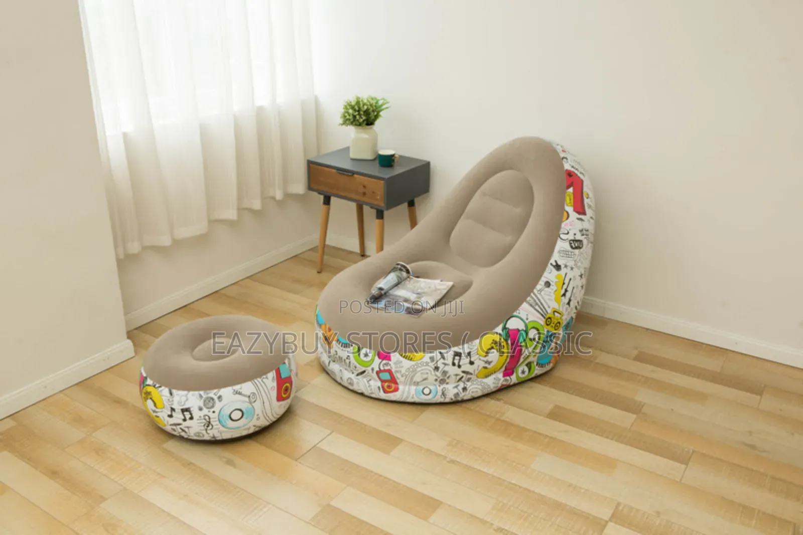 2 In1 Inflatable Sofa Chair With Flower Design