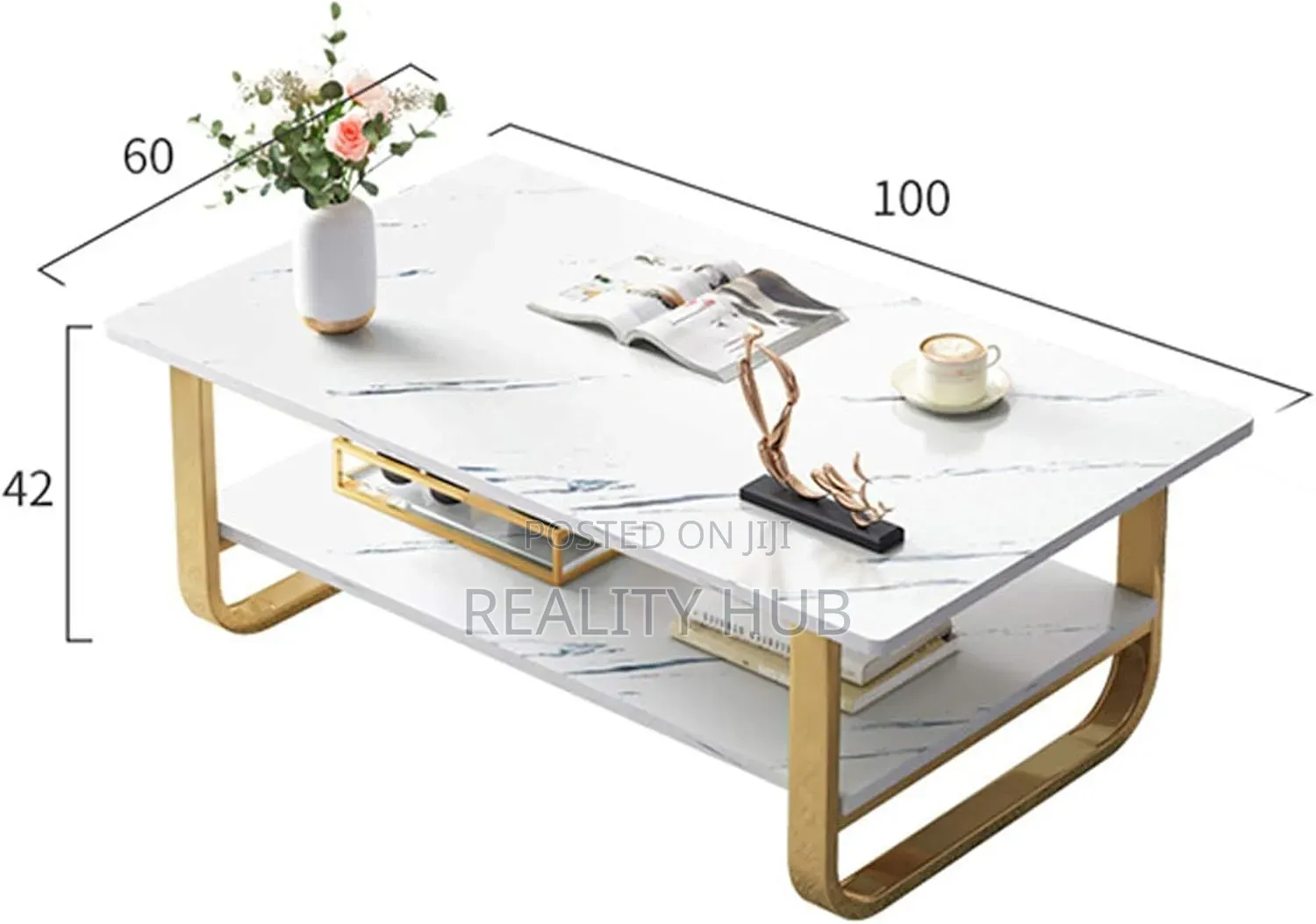 Living Room Glossy MDF Nordic Rectangle Center Table 100cm 60cm 41cm