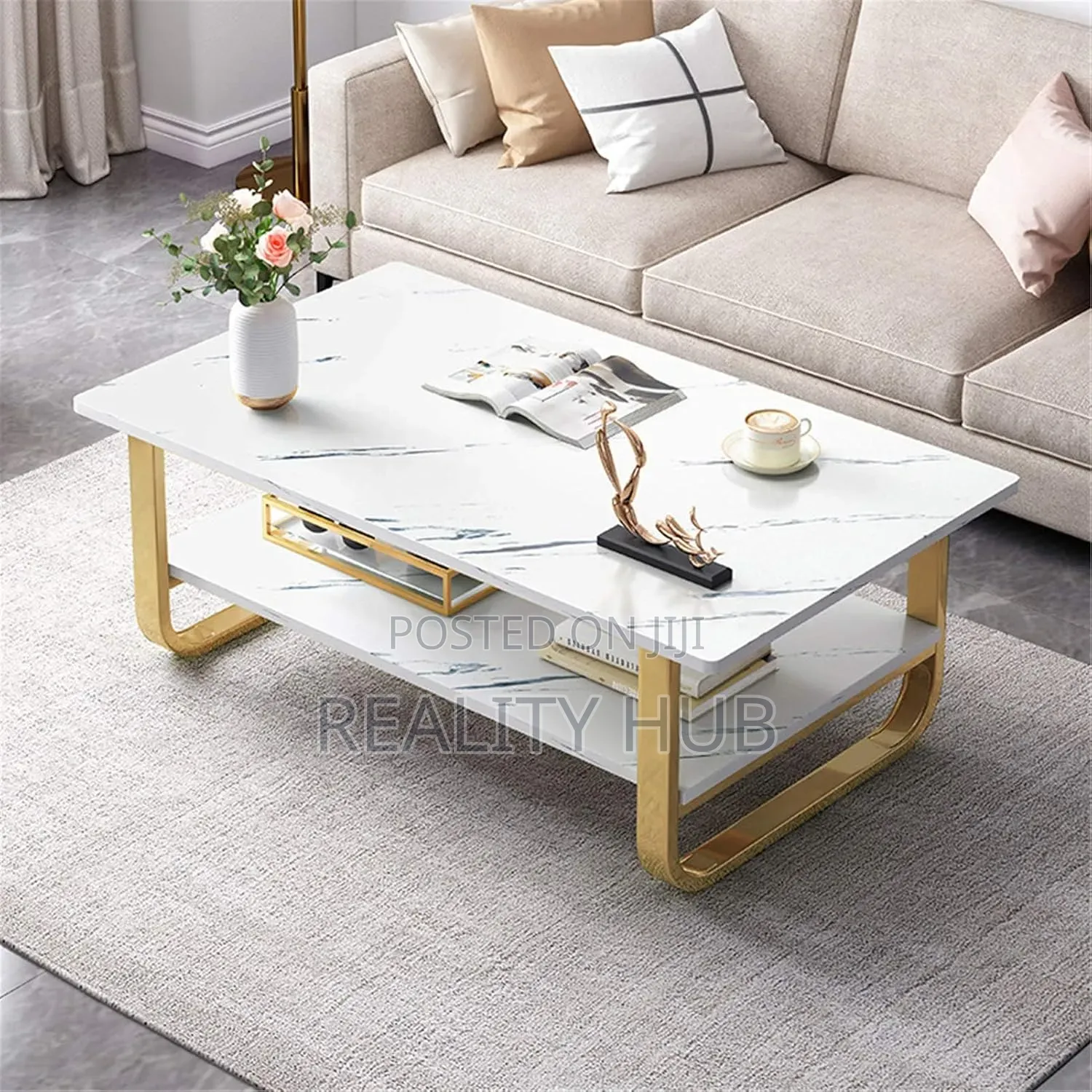 Living Room Glossy MDF Nordic Rectangle Center Table 100cm 60cm 41cm