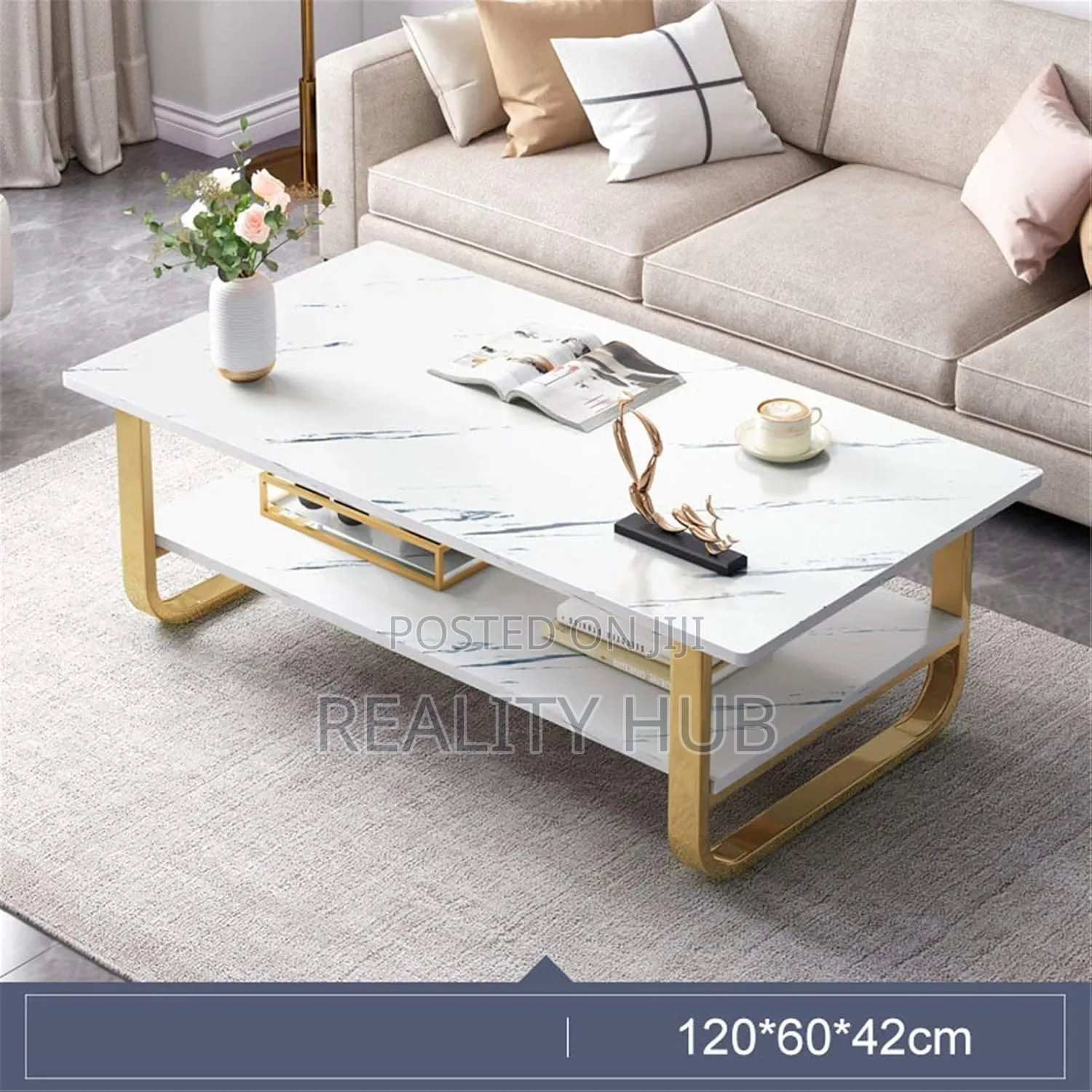 Living Room Glossy MDF Nordic Rectangle Center Table 100cm 60cm 41cm