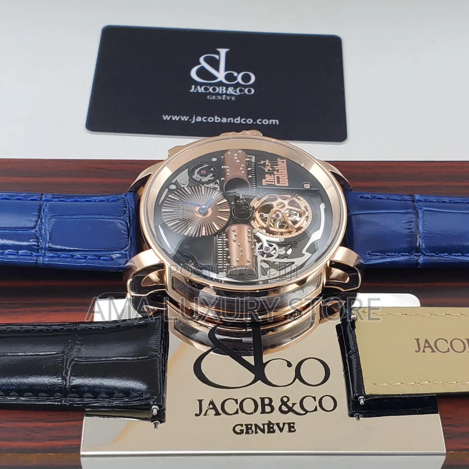 Jacob And Co Genuine Leather Men's Luxury Wristwatch (With Extra Strap