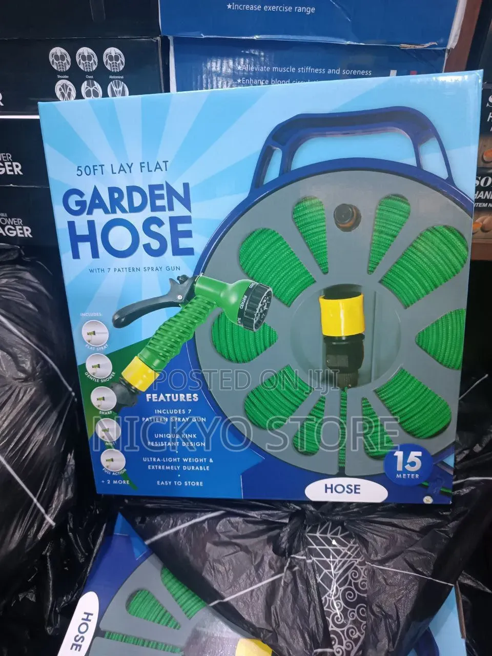 50ft Lay Flat Garden Hose (15 Meters) With Spray Gun