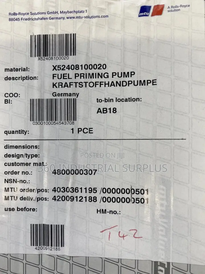 Hand Fuel Pump Mtu 4000 Engine
