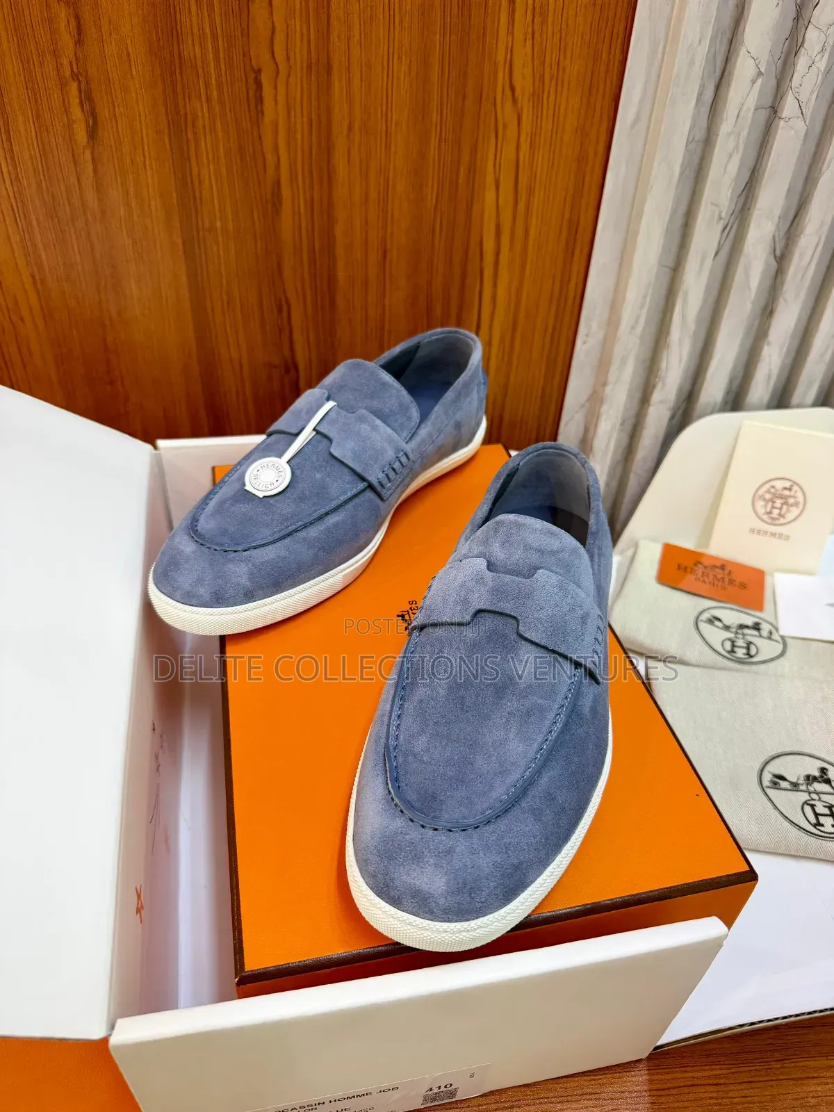 Luxury Update  
Original Hermes Job Loafers in Suede.