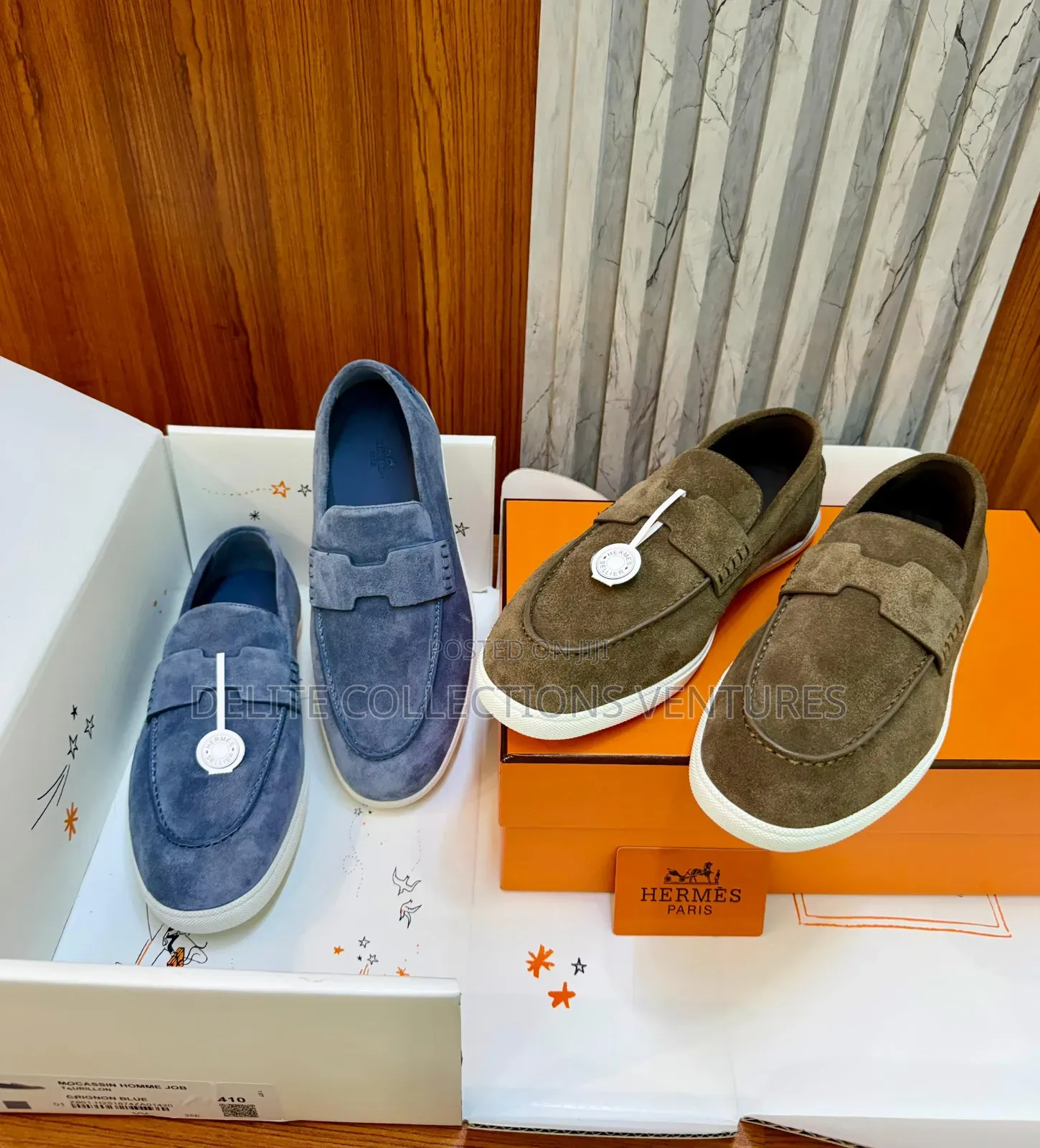 Luxury Update  
Original Hermes Job Loafers in Suede.