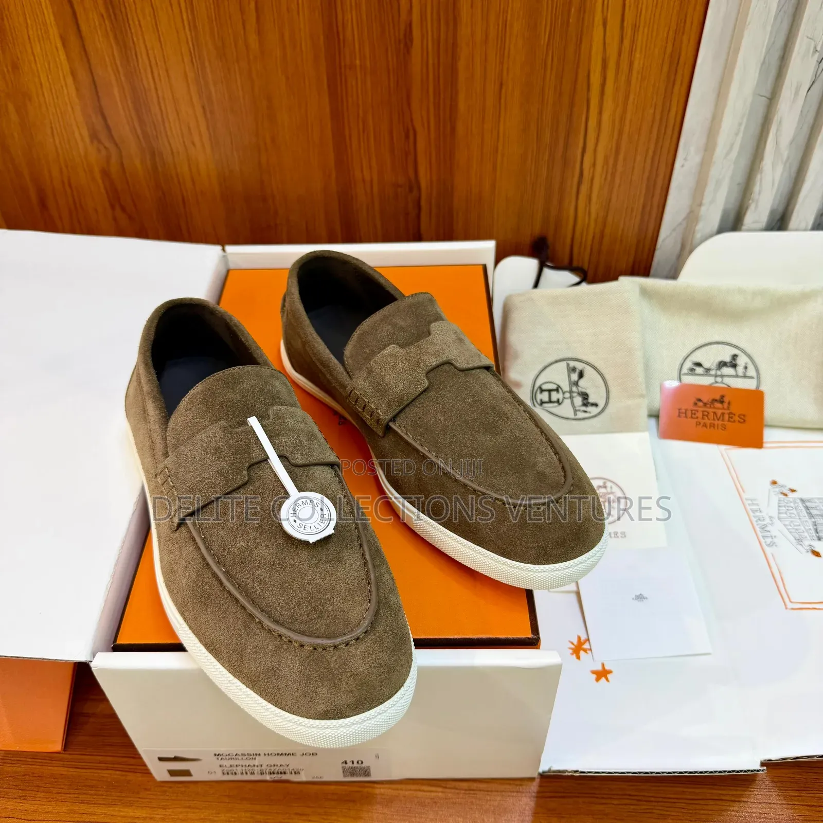 Luxury Update  
Original Hermes Job Loafers in Suede.