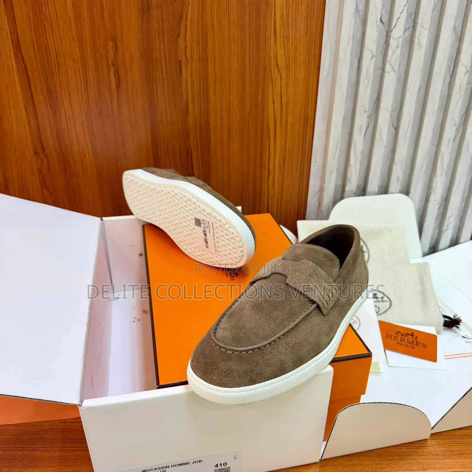 Luxury Update  
Original Hermes Job Loafers in Suede.