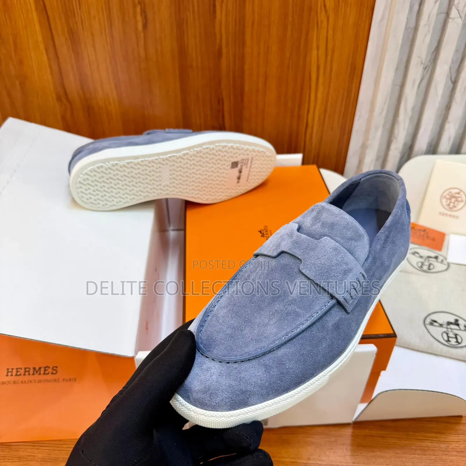 Luxury Update  
Original Hermes Job Loafers in Suede.