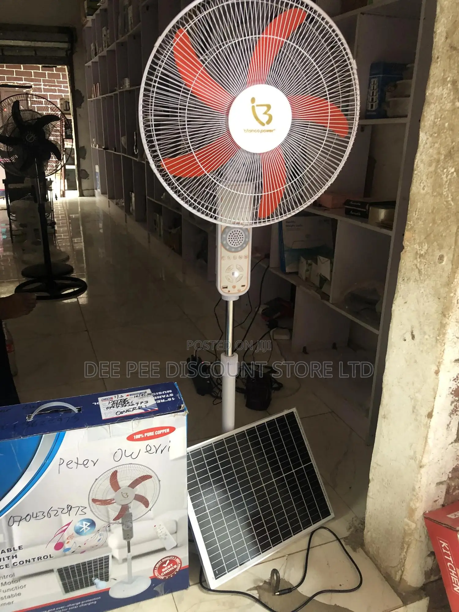 Bianco Power 18 Inches Solar Rechargable Fan With Voice Control