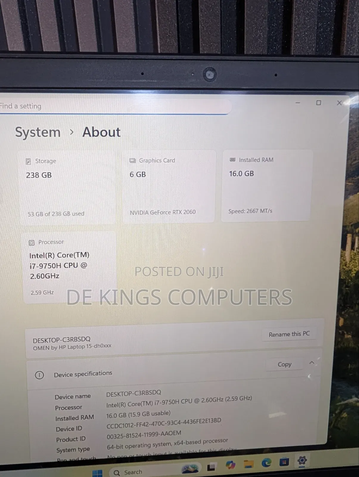 Laptop HP Omen 15 16GB Intel Core i7 SSD 256GB