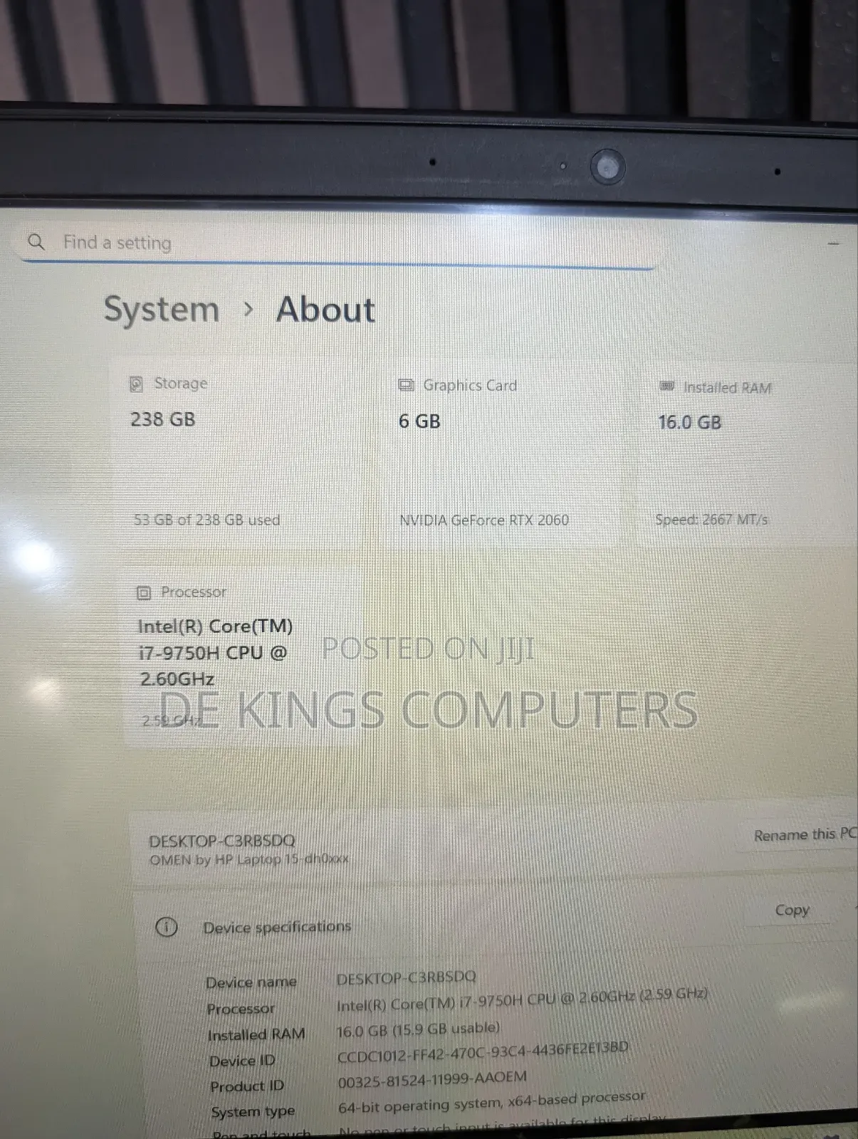 Laptop HP Omen 15 16GB Intel Core i7 SSD 256GB