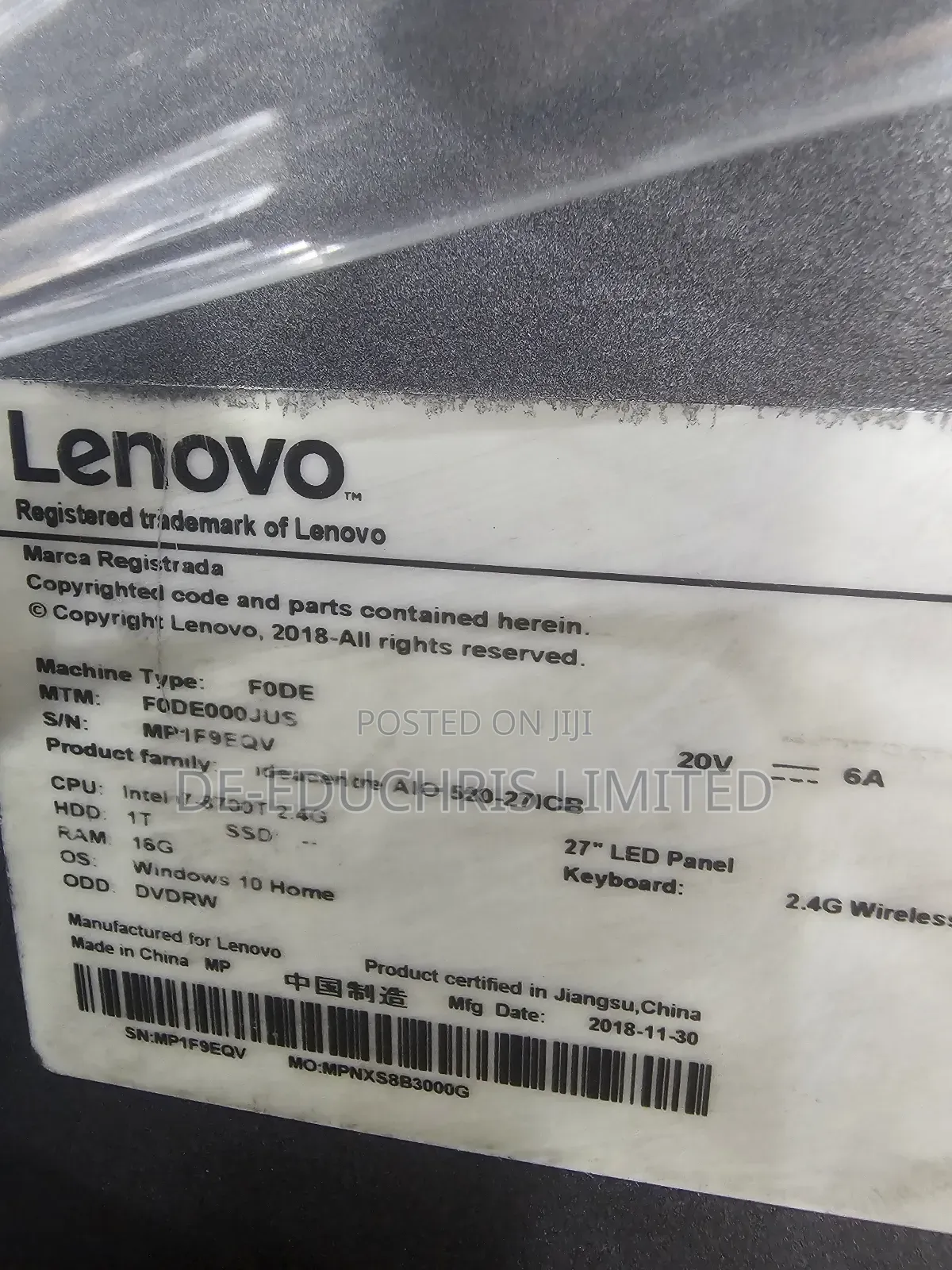 Desktop Computer Lenovo ideacentre AIO 520 16GB Intel Core i7 HDD 1T