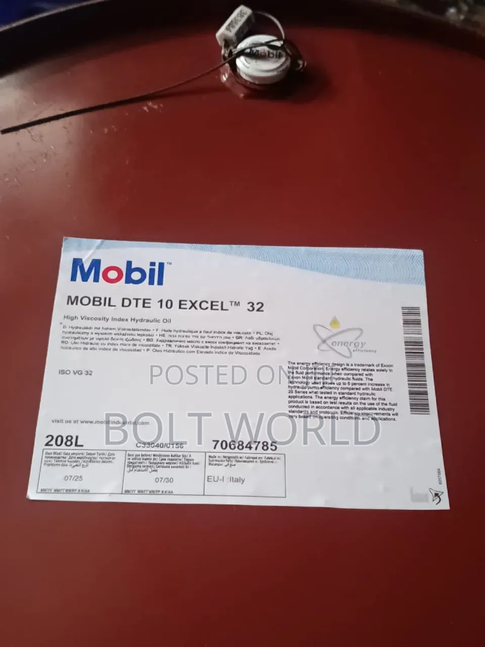 Mobil Dte 10 Excel Tm 32(208l) Hydraulic Oil