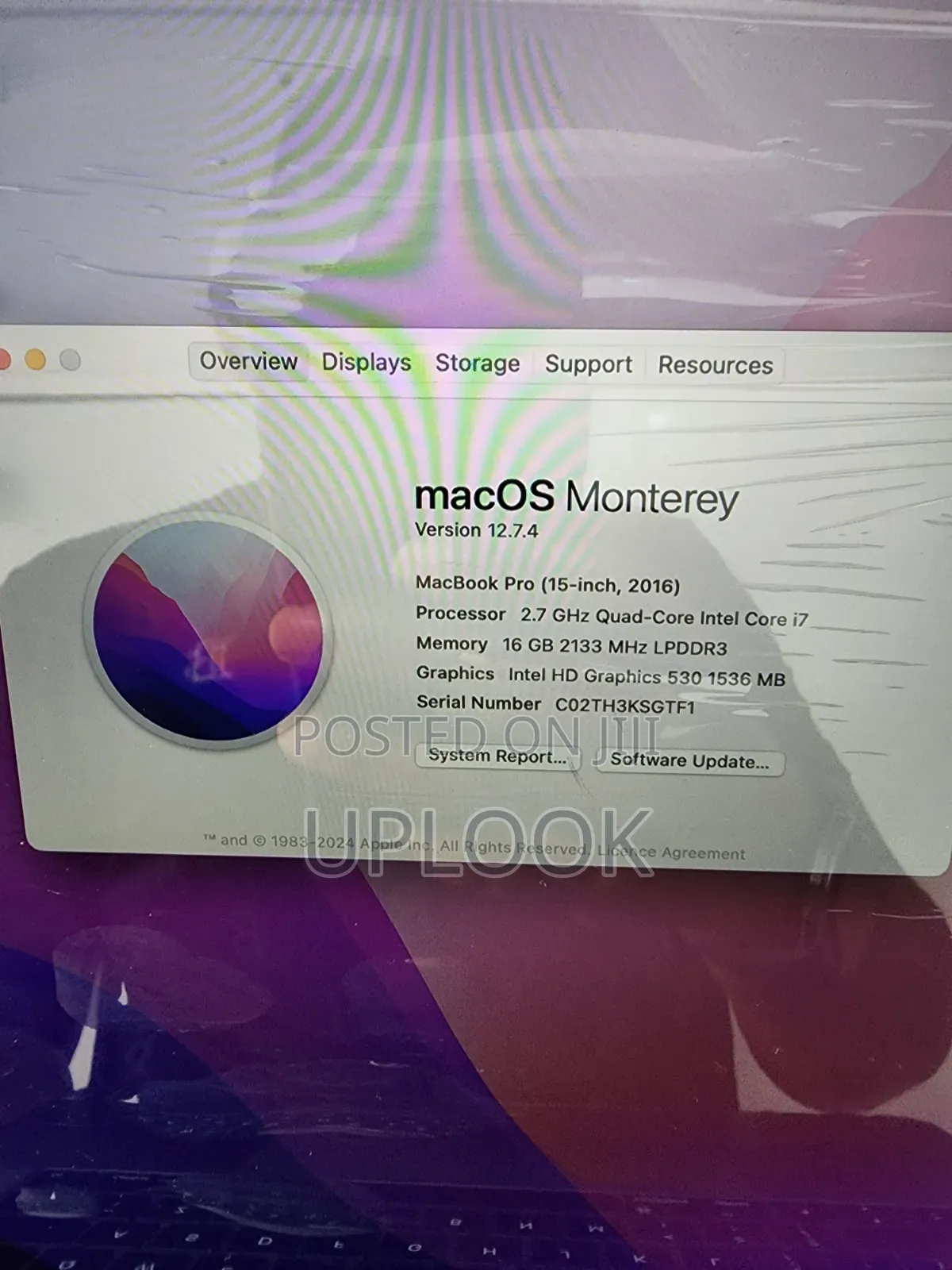 Laptop Apple MacBook Pro 2016 16GB Intel Core i7 SSD 512GB