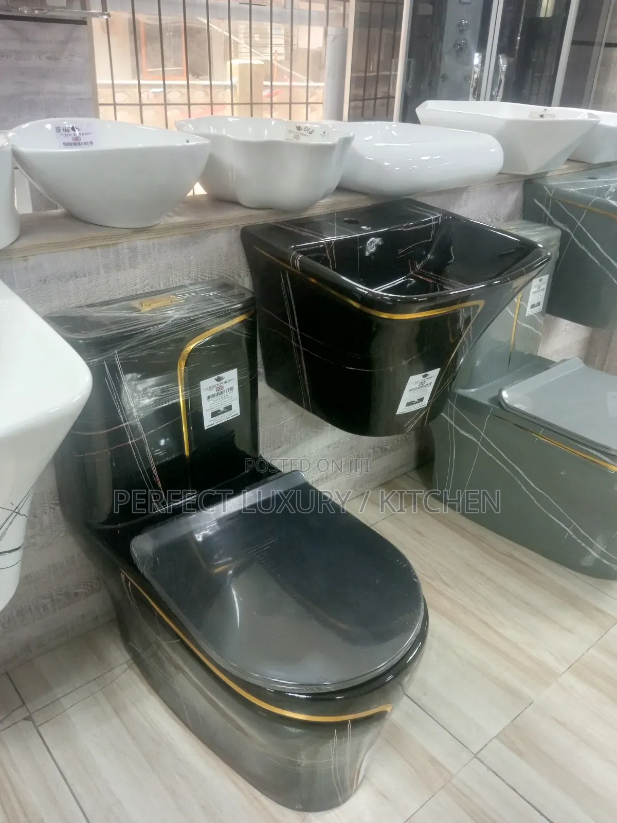 Quality Gray and Black Rockford England Water Closet 