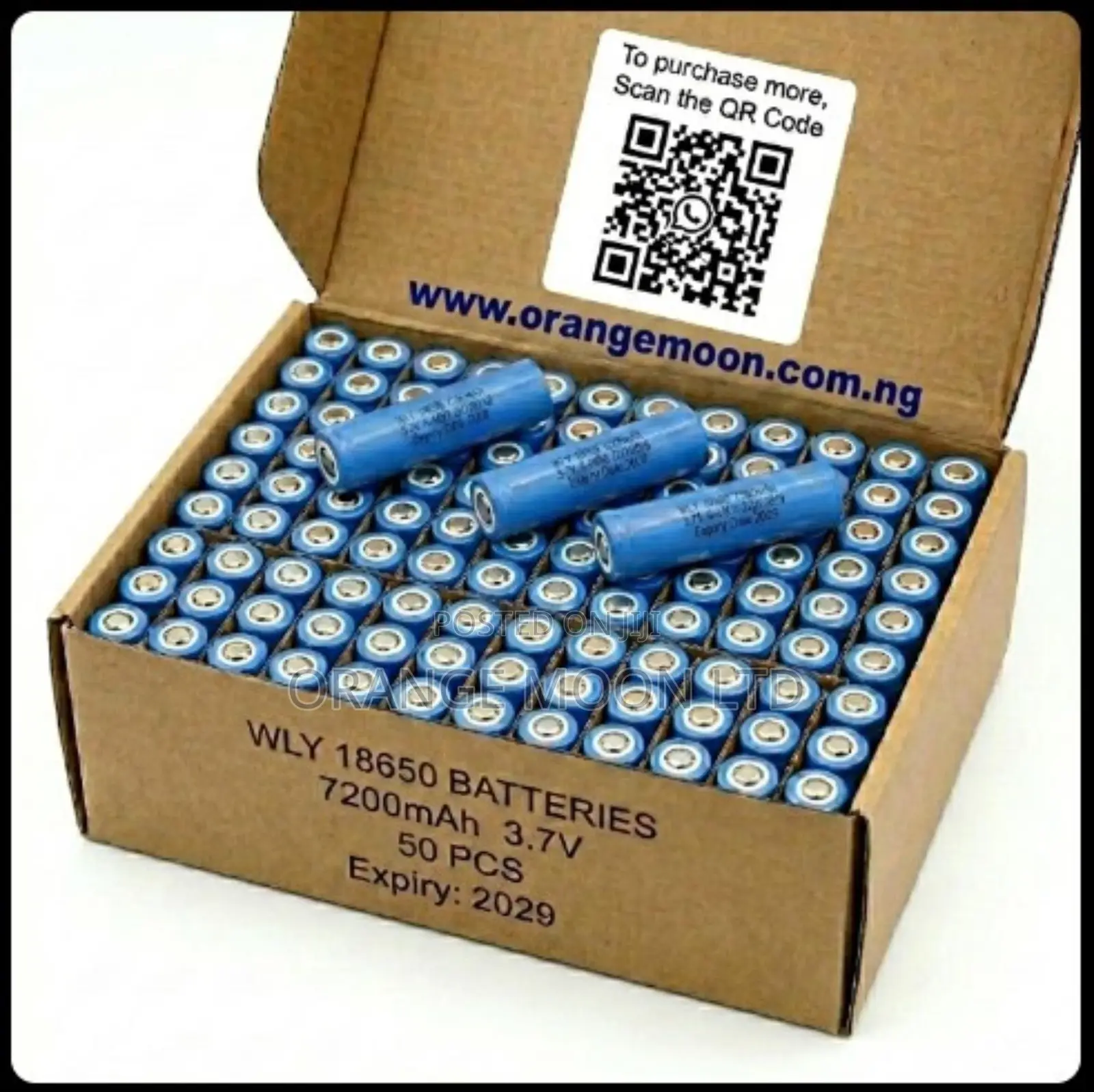 Original 18650 Lithium Batteries - 50pcs (Pin Mouth)