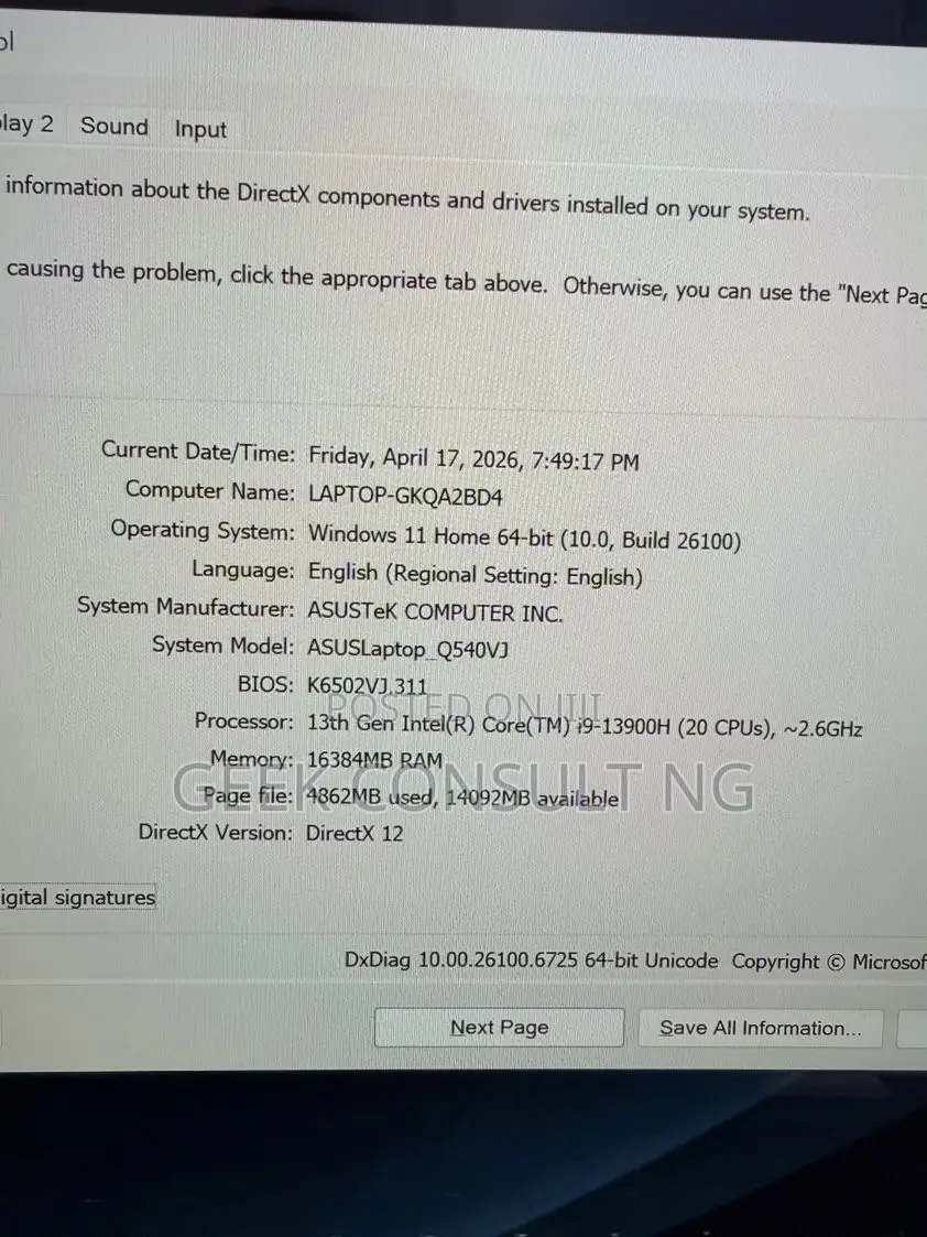 Laptop Asus Creator Q540 16GB Intel Core i9 SSD 1T
