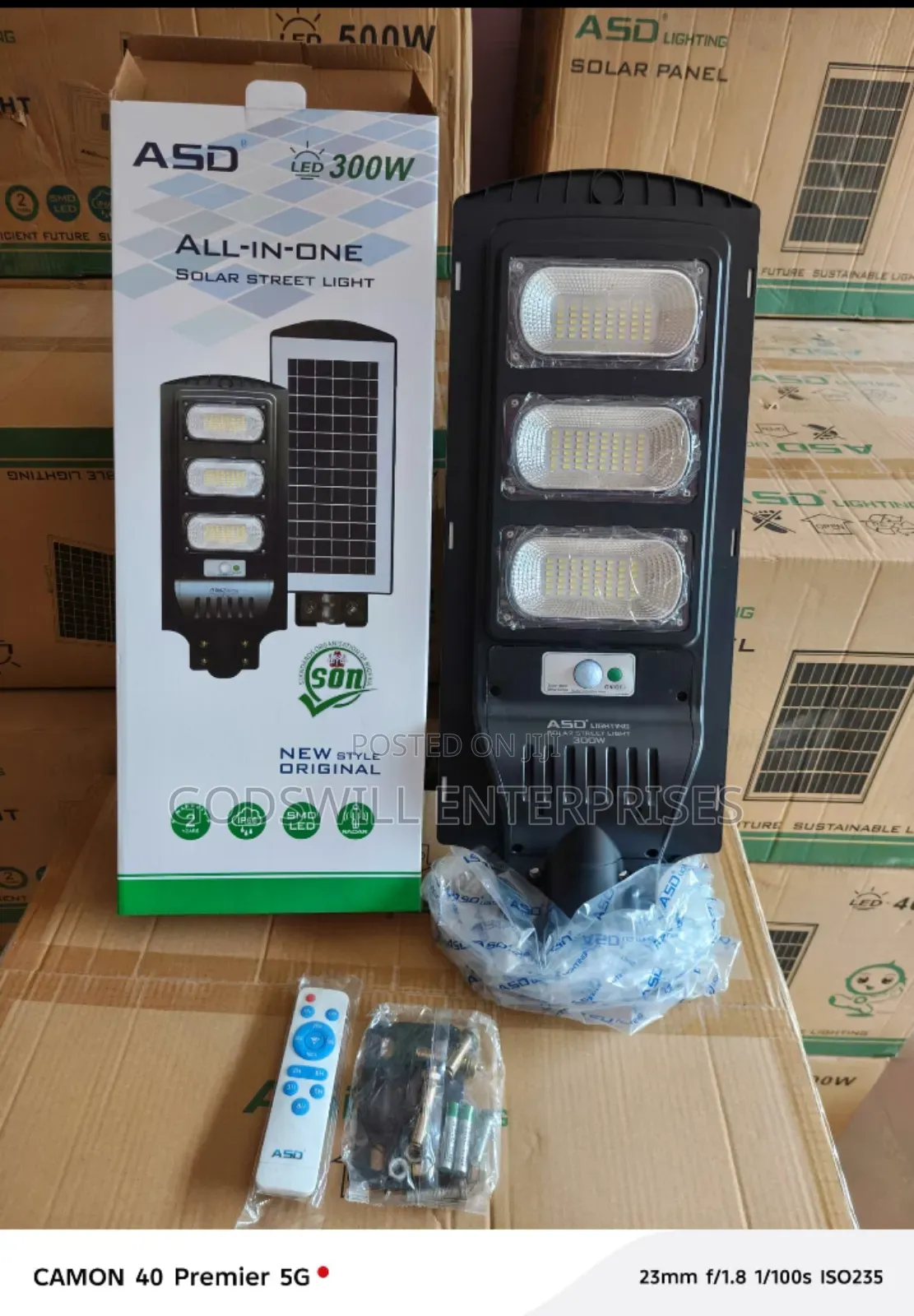 300w Asd Brand All-in-One Solar Street Light. Key Features Include: