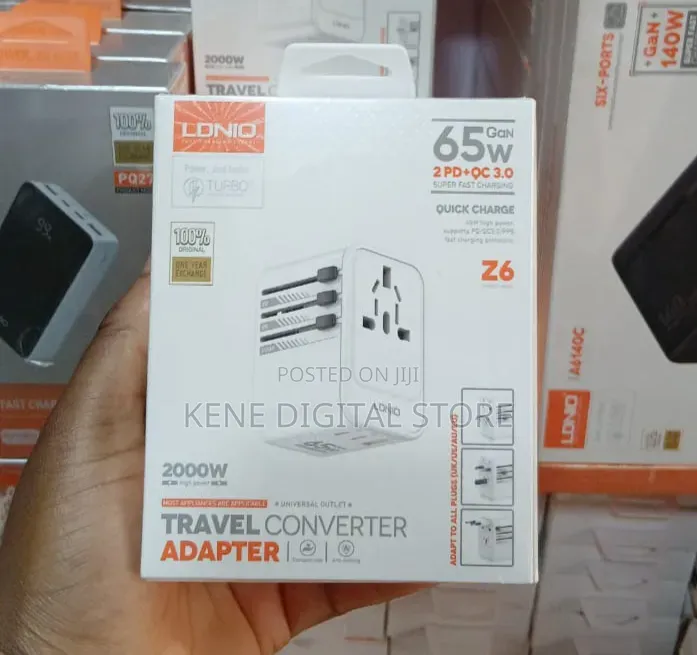 Ldnio 65w Gan Fast Charger Travel Converter (3 Ports)