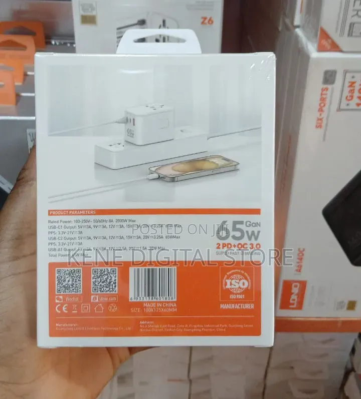 Ldnio 65w Gan Fast Charger Travel Converter (3 Ports)
