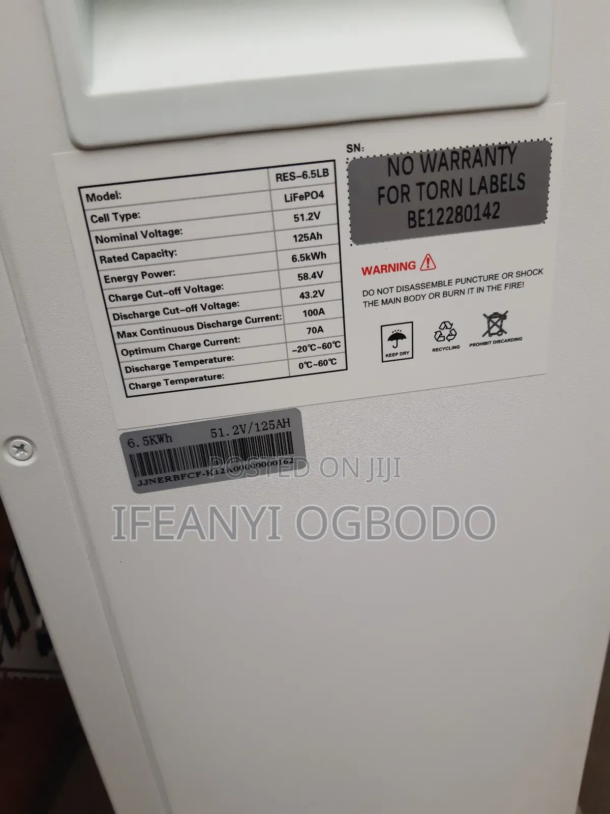 Hyper Lithium Ion Battery 6.5kwh 51.2v