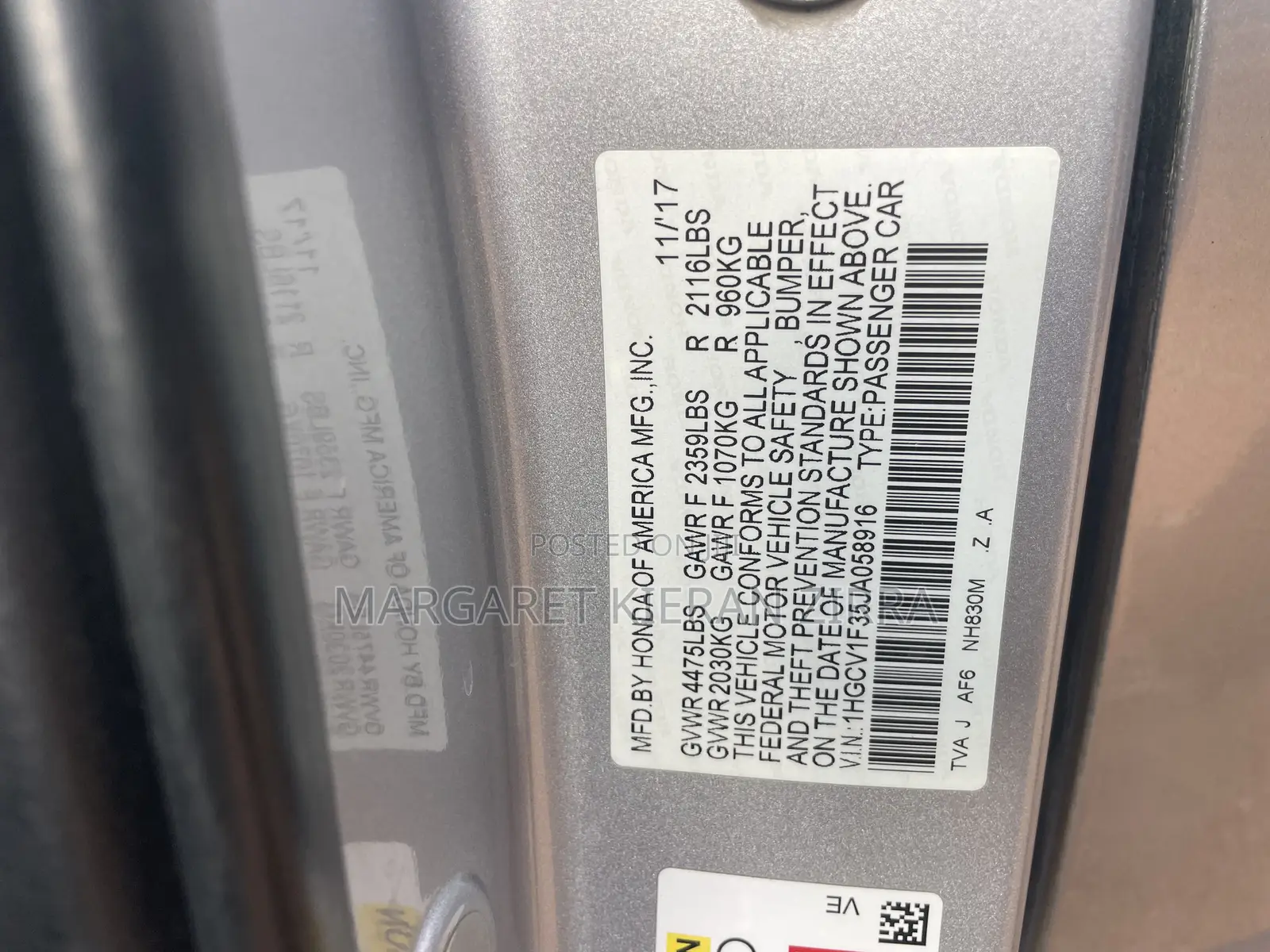 Honda Accord 2018 Silver